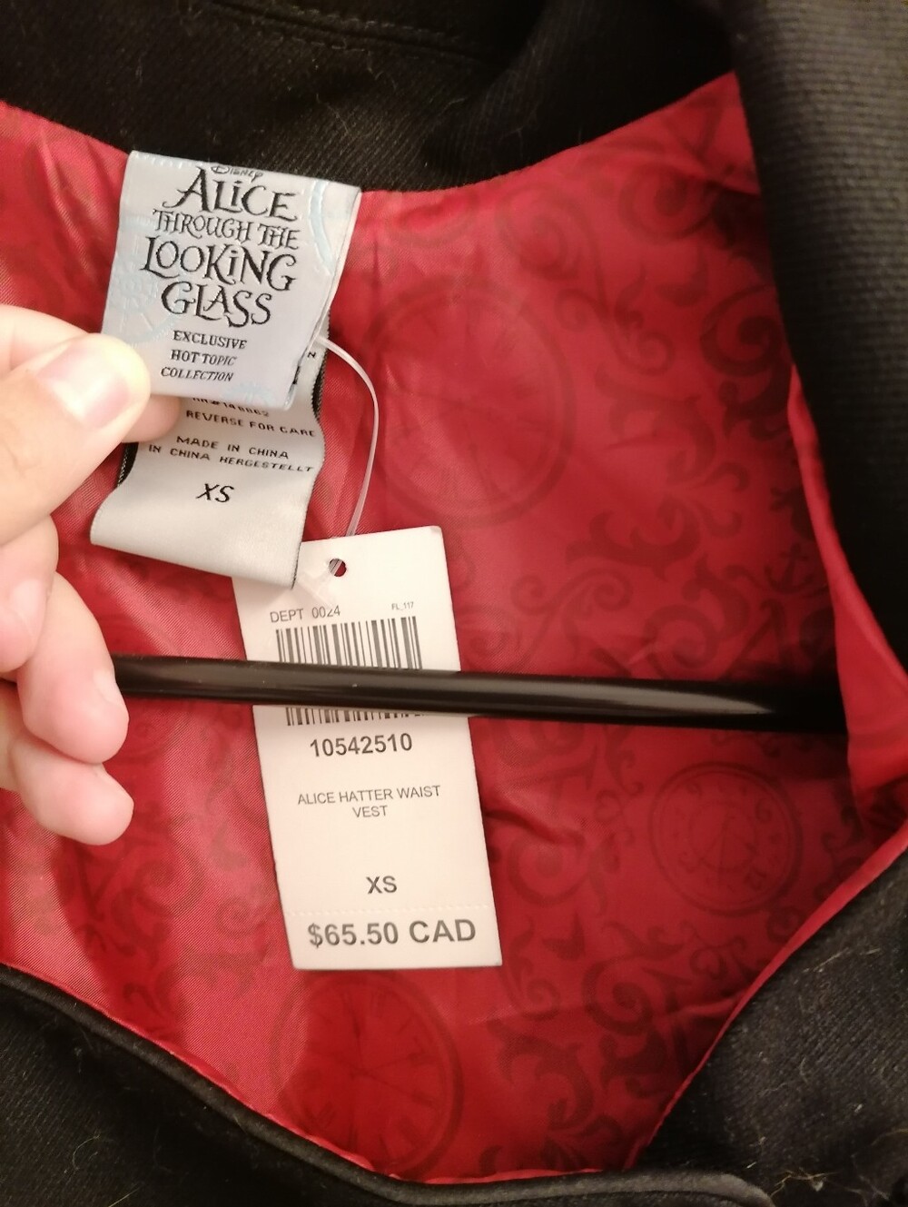 Hot Topic Exclusive "Alice Through The Looking Glass" women's XS waistcoat - Picture 2 of 4